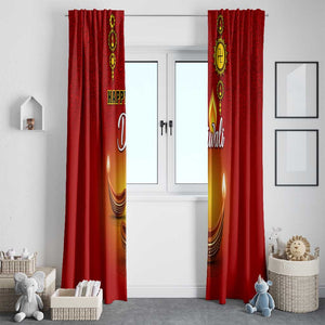 Diwali Festival Window Curtain with Diya and Paisley Pattern