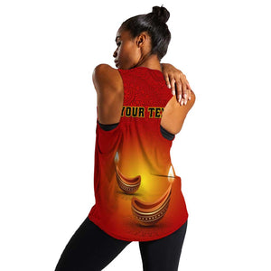 Personalized Diwali Festival Women Racerback Tank with Diya and Paisley Pattern