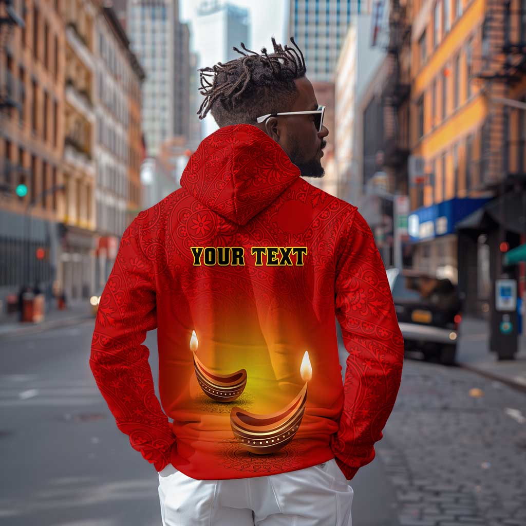 Personalized Diwali Festival Zip Hoodie with Diya and Paisley Pattern