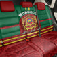 Morocco Proclamation Day Back Car Seat Cover with Marruecos Coat of Arms and Roses Pattern