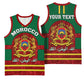 Morocco Proclamation Day Basketball Jersey with Marruecos Coat of Arms and Roses Pattern LT01