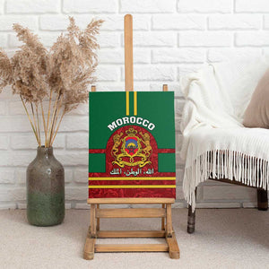 Morocco Proclamation Day Canvas Wall Art with Marruecos Coat of Arms and Roses Pattern