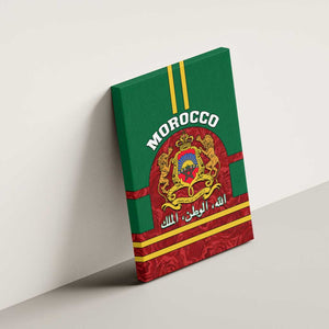 Morocco Proclamation Day Canvas Wall Art with Marruecos Coat of Arms and Roses Pattern