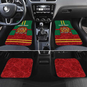 Morocco Proclamation Day Car Mats with Marruecos Coat of Arms and Roses Pattern