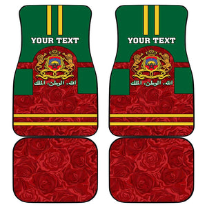 Morocco Proclamation Day Car Mats with Marruecos Coat of Arms and Roses Pattern