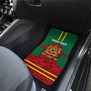 Morocco Proclamation Day Car Mats with Marruecos Coat of Arms and Roses Pattern