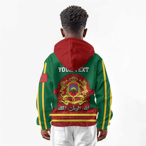 Morocco Proclamation Day Kid Hoodie with Marruecos Coat of Arms and Roses Pattern