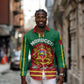 Morocco Proclamation Day Long Sleeve Button Shirt with Marruecos Coat of Arms and Roses Pattern