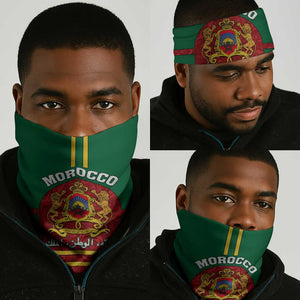 Morocco Proclamation Day Neck Gaiter Marruecos Coat of Arms and Roses Pattern LT01