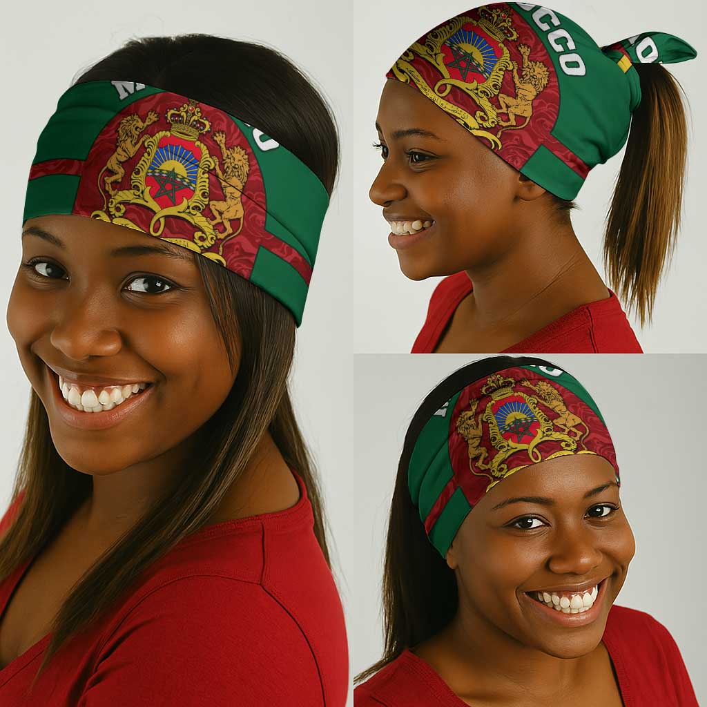 Morocco Proclamation Day Neck Gaiter Marruecos Coat of Arms and Roses Pattern LT01