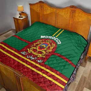 Morocco Proclamation Day Quilt with Marruecos Coat of Arms and Roses Pattern