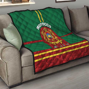 Morocco Proclamation Day Quilt with Marruecos Coat of Arms and Roses Pattern