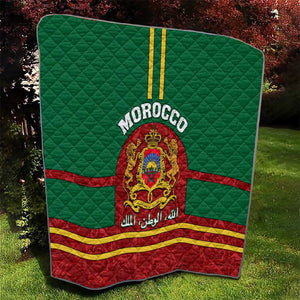 Morocco Proclamation Day Quilt with Marruecos Coat of Arms and Roses Pattern