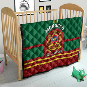 Morocco Proclamation Day Quilt with Marruecos Coat of Arms and Roses Pattern