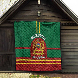 Morocco Proclamation Day Quilt with Marruecos Coat of Arms and Roses Pattern