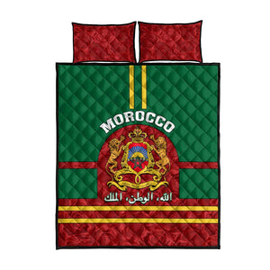 Morocco Proclamation Day Quilt Bed Set with Marruecos Coat of Arms and Roses Pattern