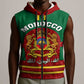 Morocco Proclamation Day Sleeveless Zip Hoodie with Marruecos Coat of Arms and Roses Pattern - African Pride