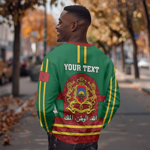 Morocco Proclamation Day Sweatshirt with Marruecos Coat of Arms and Roses Pattern