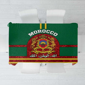 Morocco Proclamation Day Tablecloth with Marruecos Coat of Arms and Roses Pattern