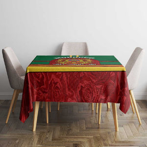 Morocco Proclamation Day Tablecloth with Marruecos Coat of Arms and Roses Pattern