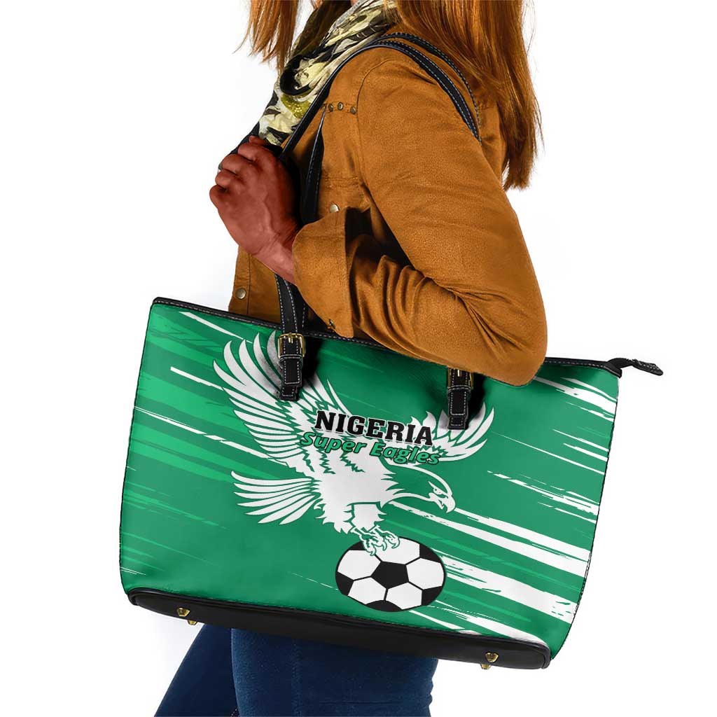 Nigeria Football Leather Tote Bag - Victory for the Super Eagles