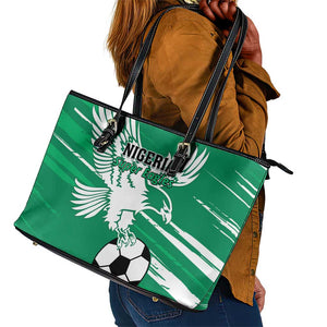 Nigeria Football Leather Tote Bag - Victory for the Super Eagles