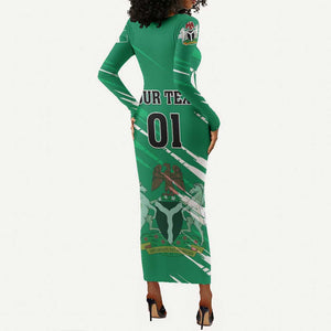 Nigeria Football Long Sleeve Bodycon Dress - Victory for the Super Eagles