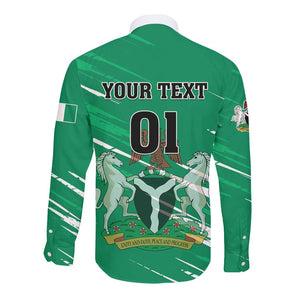 Nigeria Football Long Sleeve Button Shirt - Victory for the Super Eagles