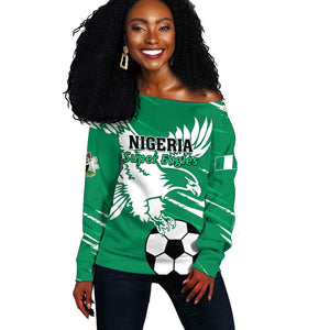 Nigeria Football Off Shoulder Sweater - Victory for the Super Eagles