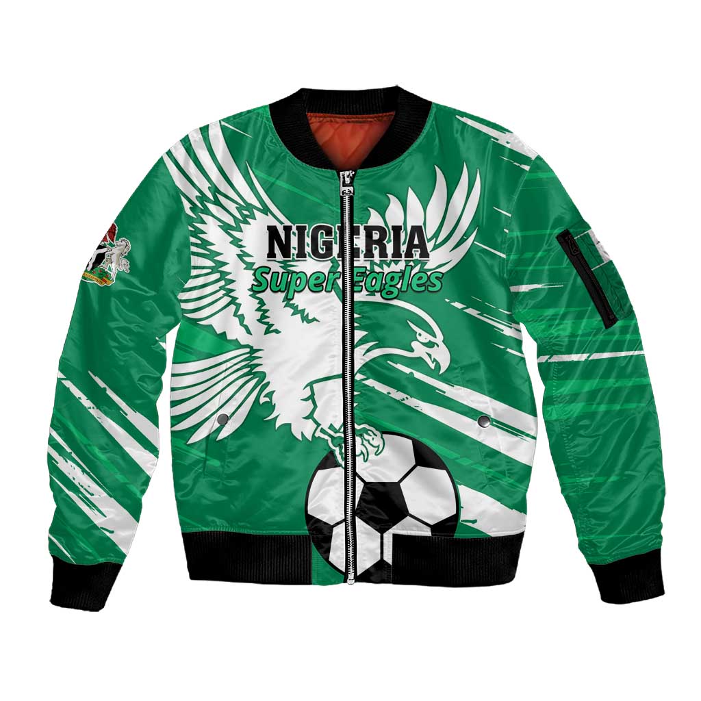 Nigeria Football Sleeve Zip Bomber Jacket - Victory for the Super Eagles