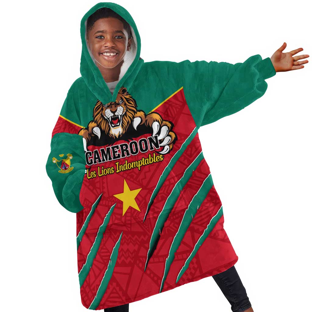 Support Les Lions Indomptables - Cameroon Football KId Wearable Blanket Hoodie