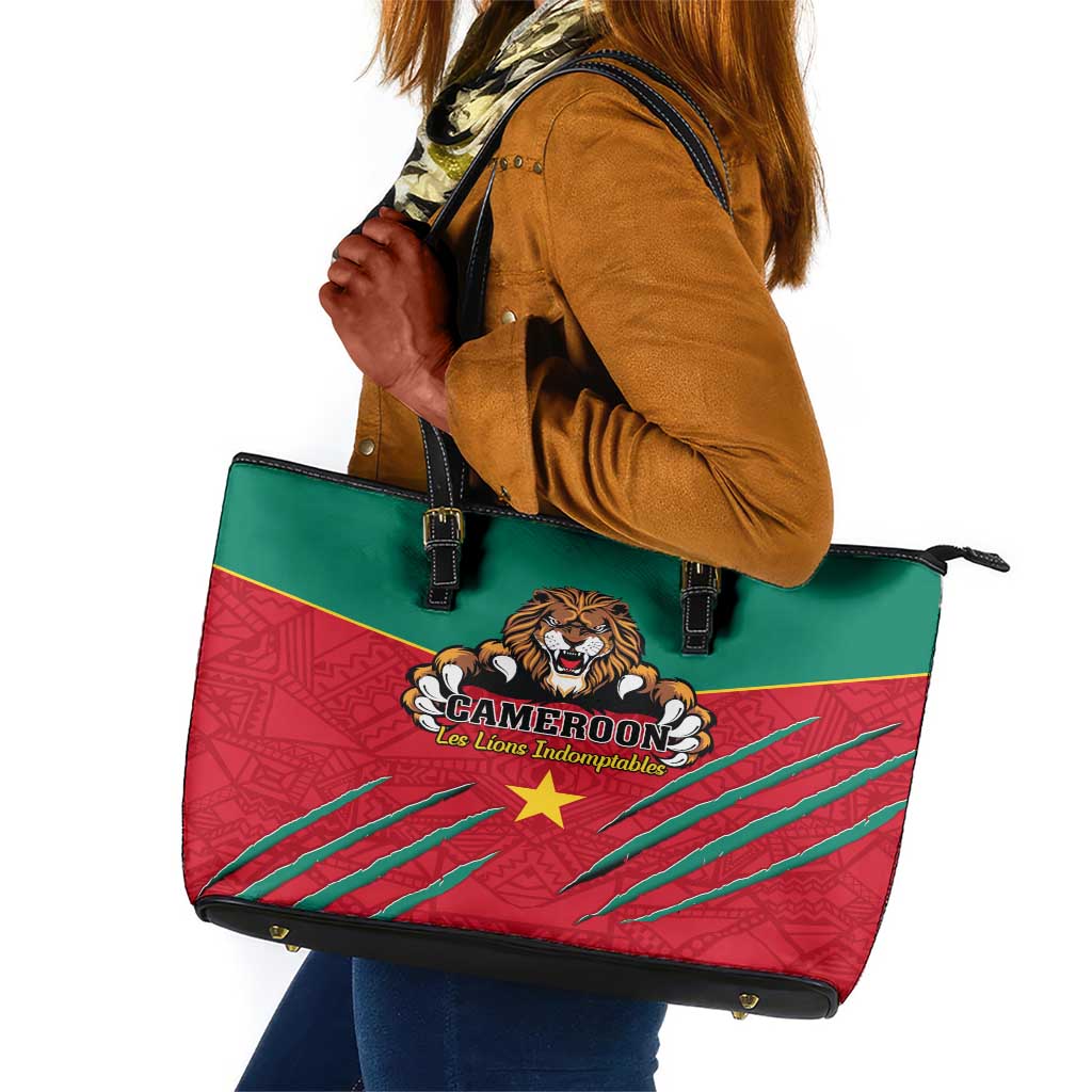 Support Les Lions Indomptables - Cameroon Football Leather Tote Bag