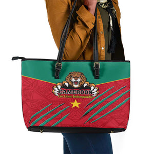 Support Les Lions Indomptables - Cameroon Football Leather Tote Bag