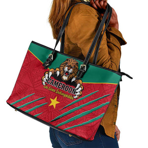 Support Les Lions Indomptables - Cameroon Football Leather Tote Bag