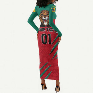 Support Les Lions Indomptables - Cameroon Football Long Sleeve Bodycon Dress