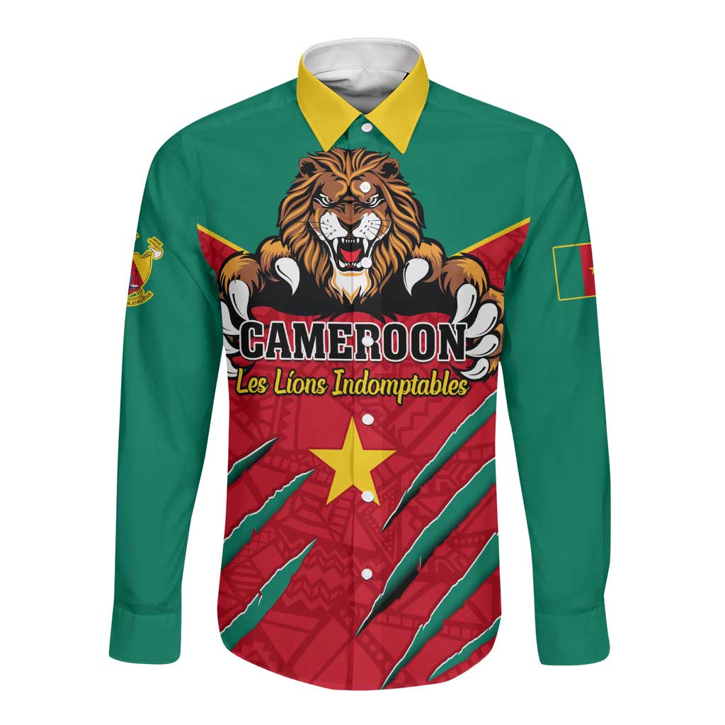 Support Les Lions Indomptables - Cameroon Football Long Sleeve Button Shirt