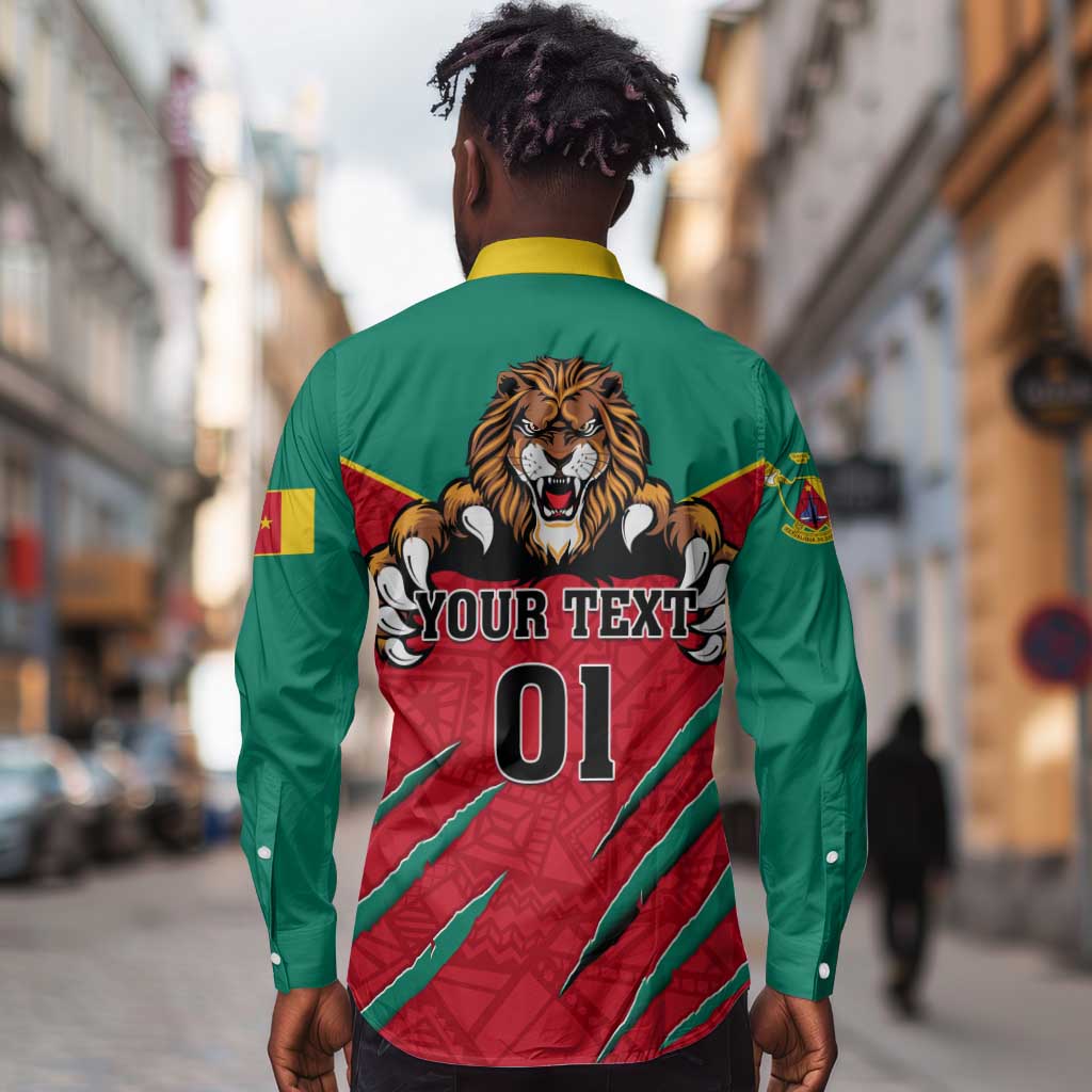 Support Les Lions Indomptables - Cameroon Football Long Sleeve Button Shirt
