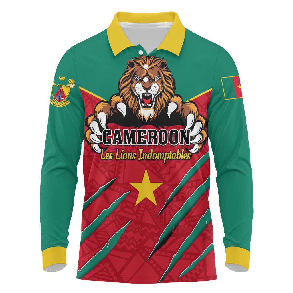 Support Les Lions Indomptables - Cameroon Football Long Sleeve Polo Shirt