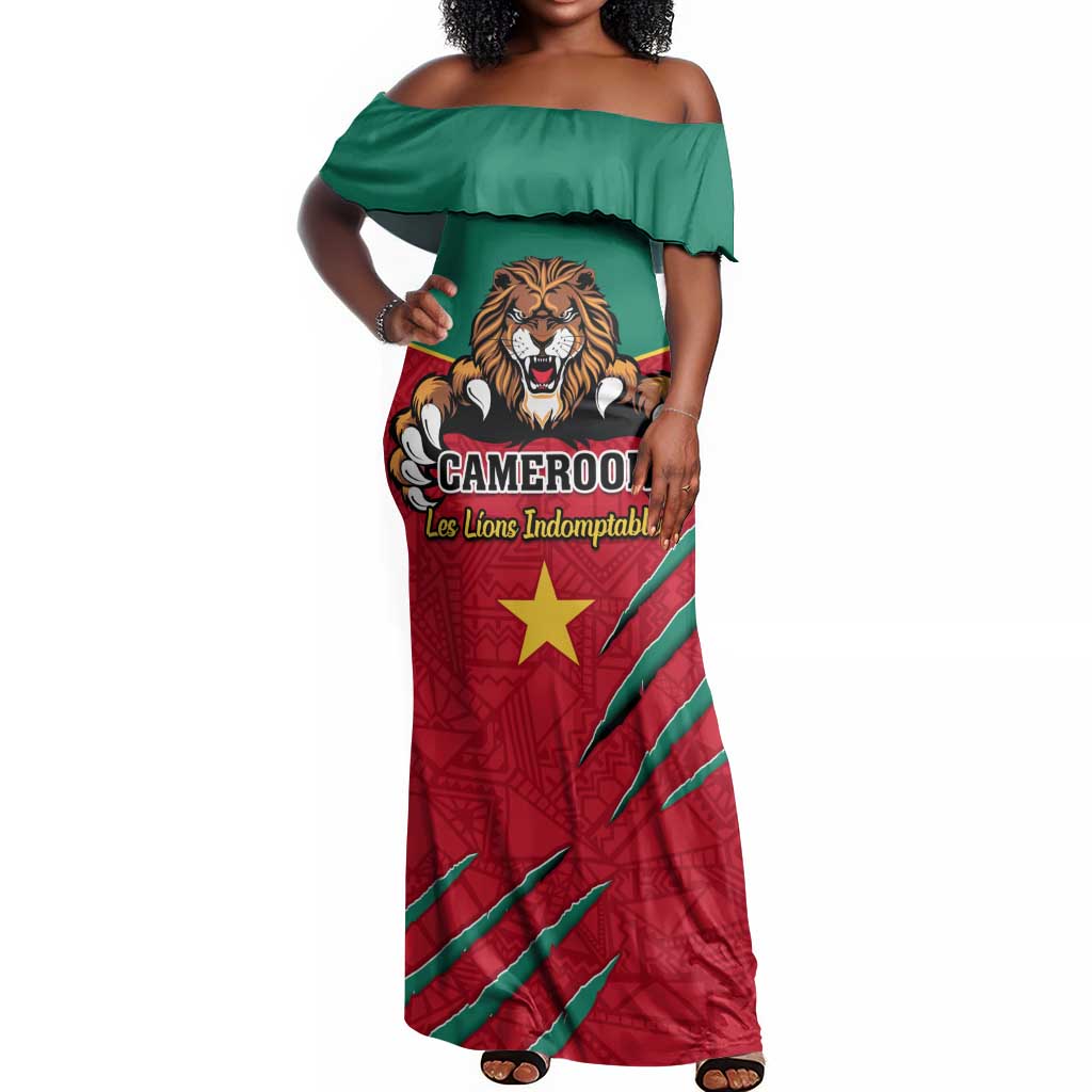 Support Les Lions Indomptables - Cameroon Football Off Shoulder Maxi Dress