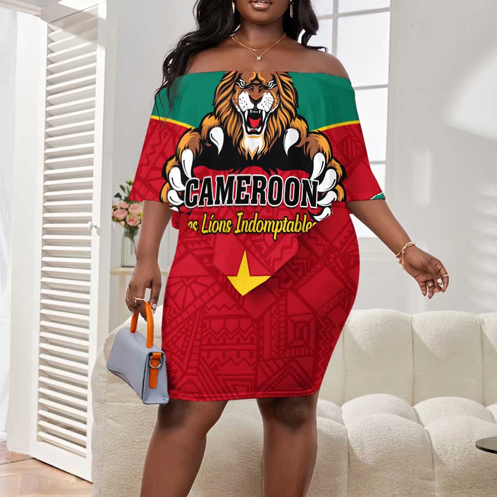 Support Les Lions Indomptables - Cameroon Football Off Shoulder Short Dress LT01