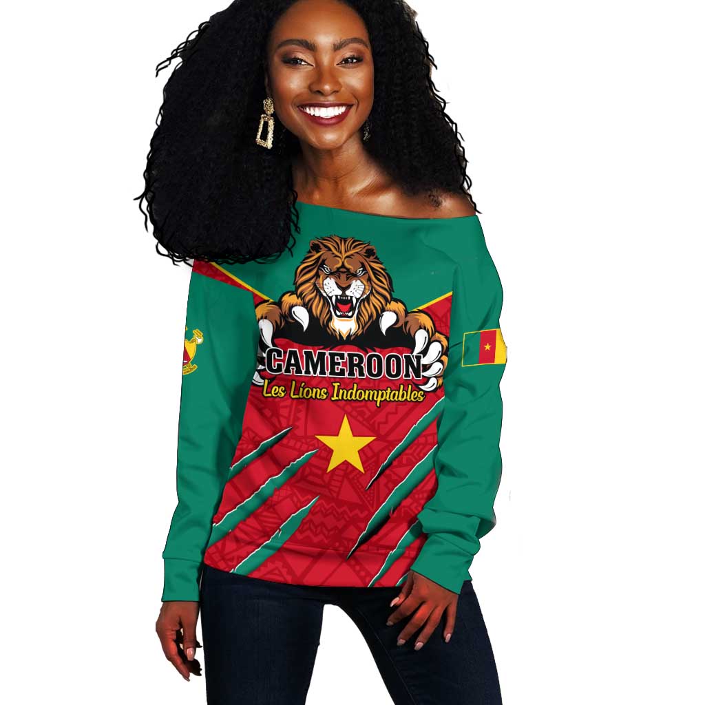 Support Les Lions Indomptables - Cameroon Football Off Shoulder Sweater