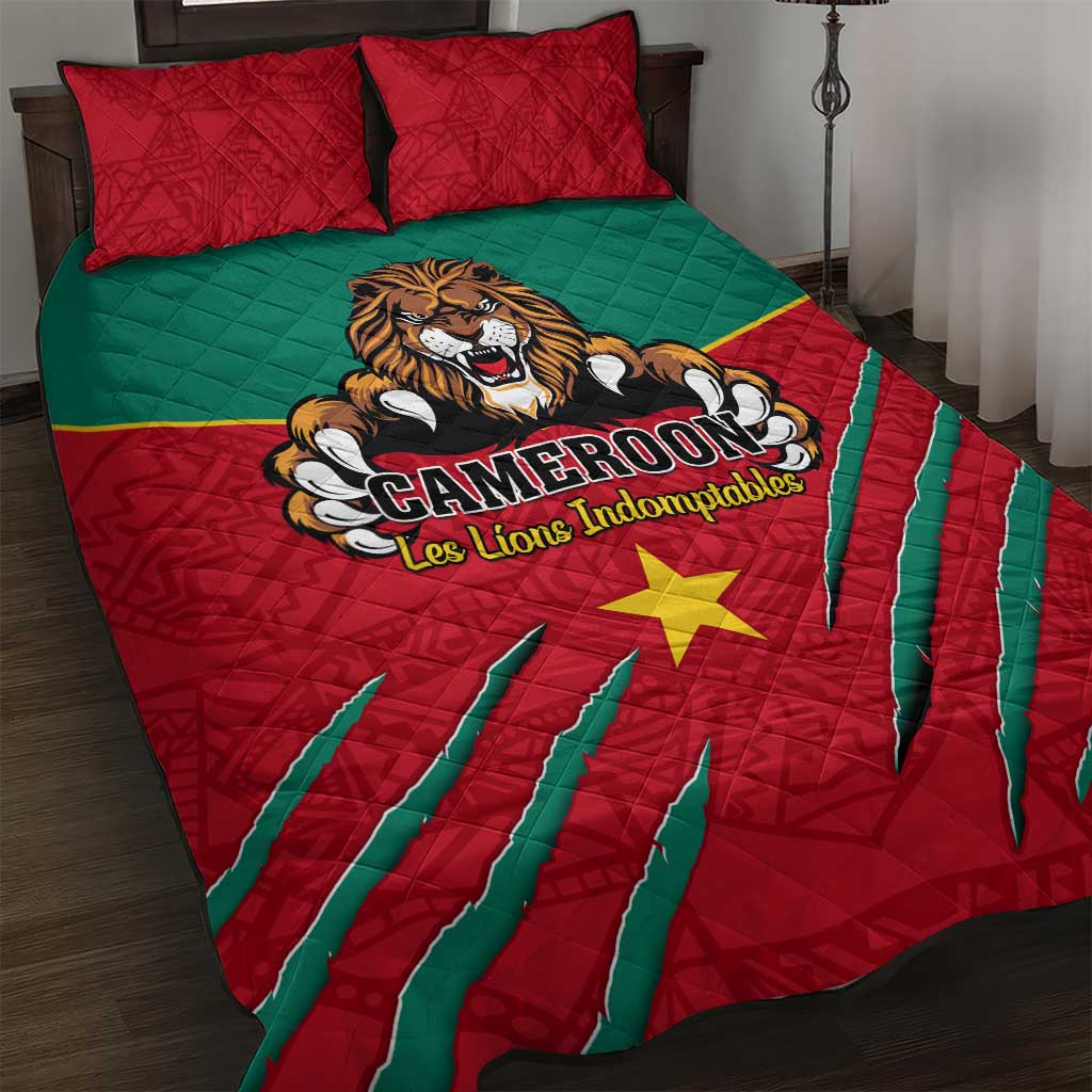 Support Les Lions Indomptables - Cameroon Football Quilt Bed Set