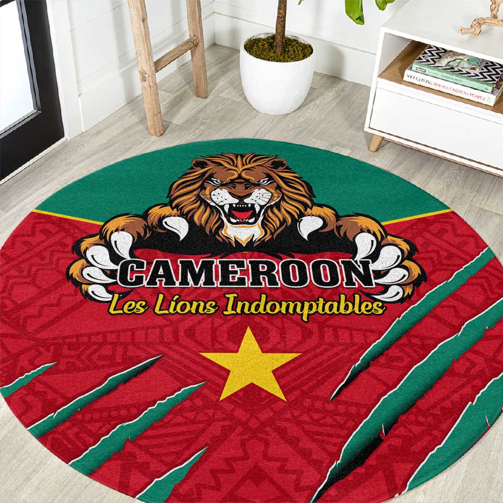 Support Les Lions Indomptables - Cameroon Football Round Carpet