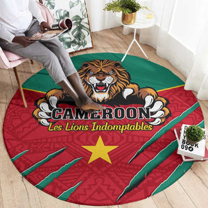 Support Les Lions Indomptables - Cameroon Football Round Carpet