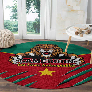 Support Les Lions Indomptables - Cameroon Football Round Carpet