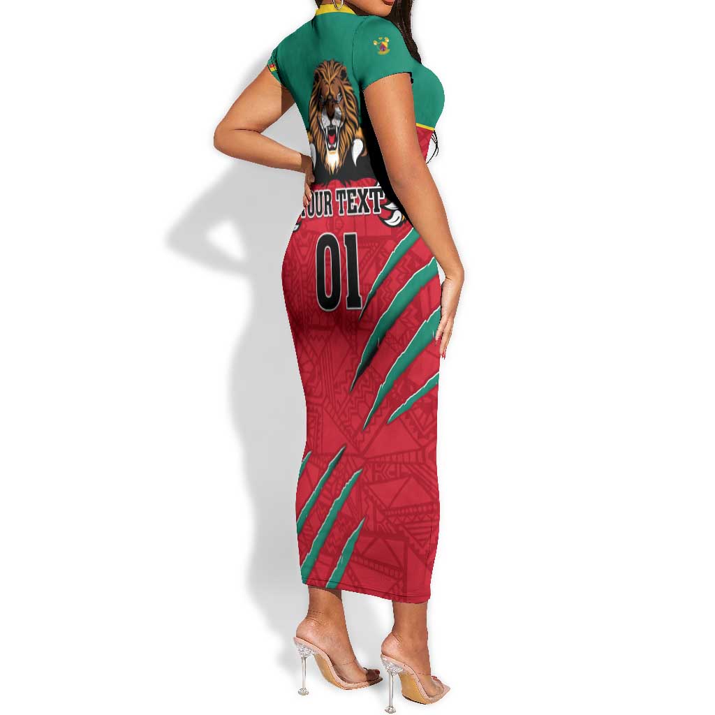 Support Les Lions Indomptables - Cameroon Football Short Sleeve Bodycon Dress LT01