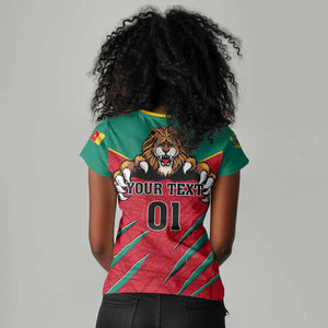 Support Les Lions Indomptables - Cameroon Football Women V-Neck T-Shirt