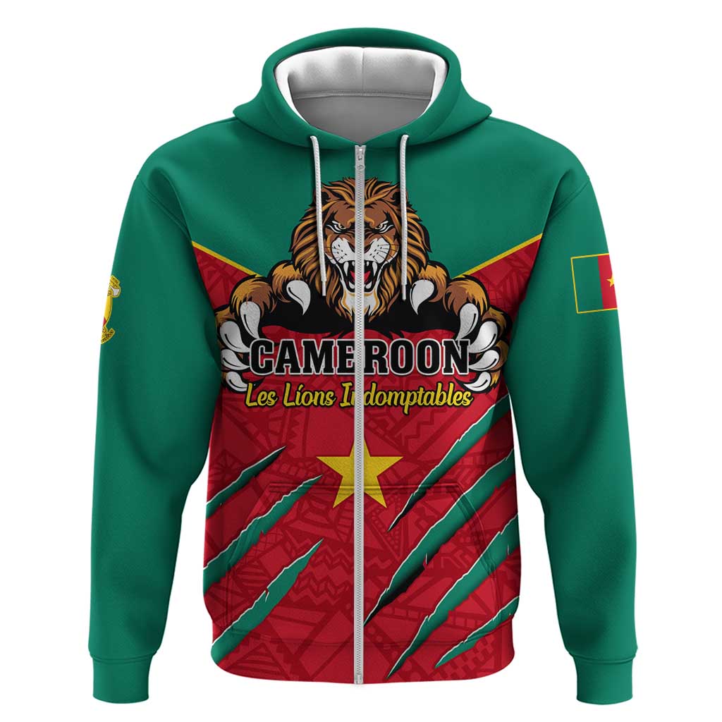 Support Les Lions Indomptables - Cameroon Football Zip Hoodie