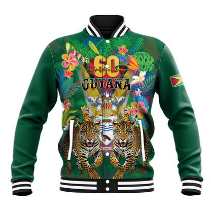 Personalized Guyana 60th Independence Day Baseball Jacket Diamond Jubilee