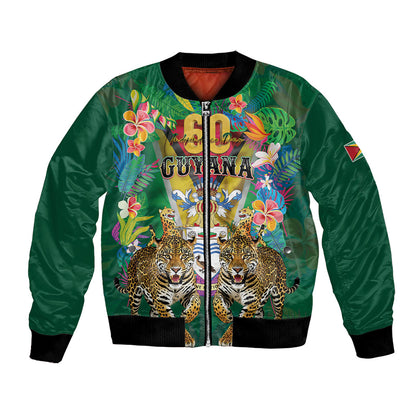 Personalized Guyana 60th Independence Day Bomber Jacket Diamond Jubilee